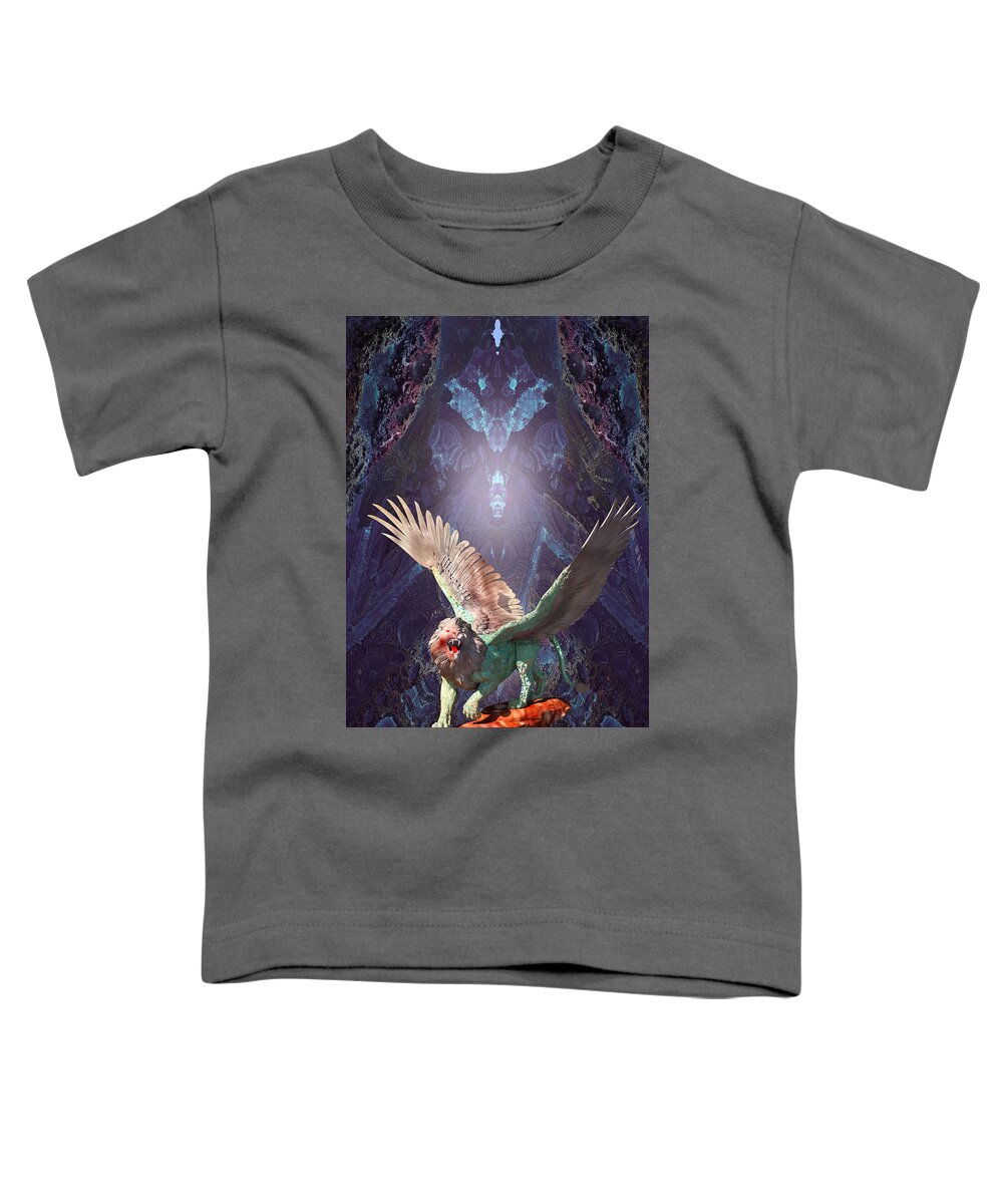 Fractal Toddler T-Shirt featuring the digital art Lion of the Rocks by Richard Hopkinson