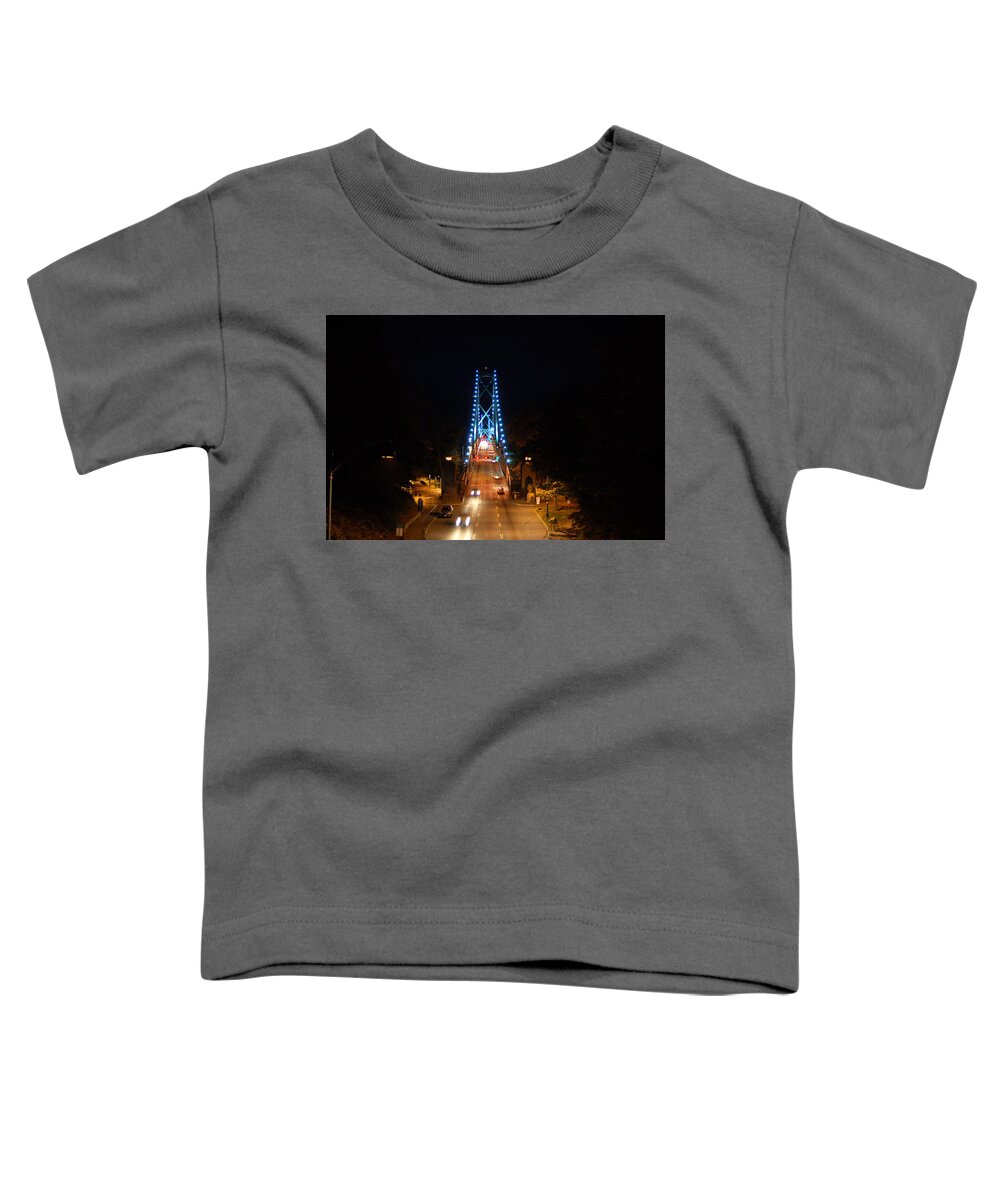 Bridge Toddler T-Shirt featuring the photograph Lions Gate At Night by James Cousineau