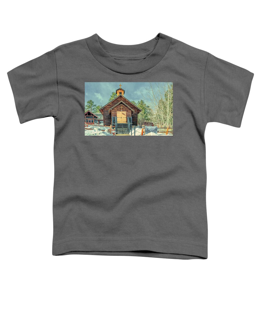 Colorado Toddler T-Shirt featuring the photograph Little Log Church, Allenspark, Colorado by Marcy Wielfaert