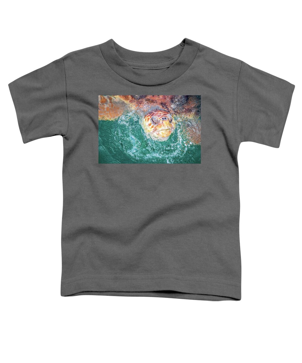 Sea Turtle Toddler T-Shirt featuring the photograph Loggerhead Sea Turtle Closeup by Jordan Hill