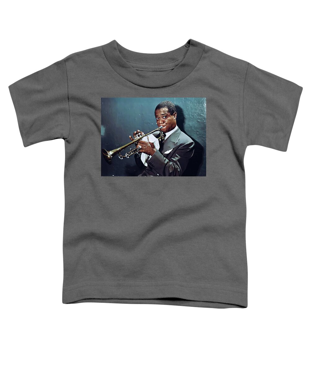 Paint Colour Toddler T-Shirt featuring the painting Louis Armstrong Colour Painting by Vincent Monozlay