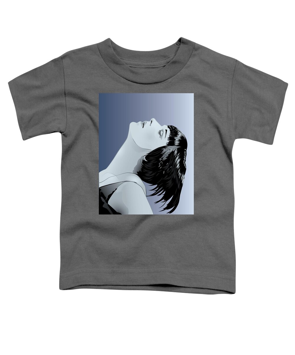 Louise Brooks Official Toddler T-Shirt featuring the digital art Louise Brooks in Berlin - Azure Ombre by Louise Brooks