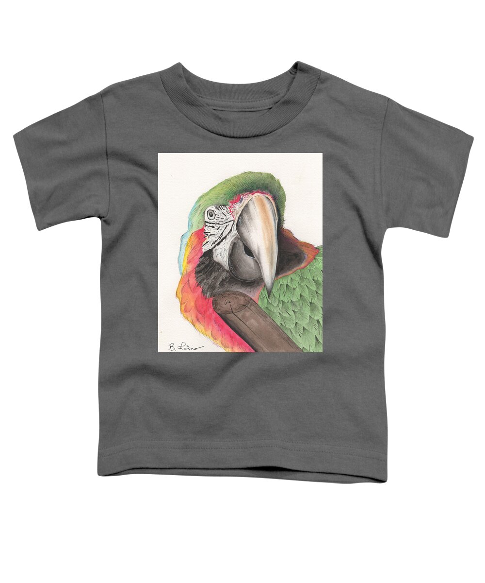 Macaw Toddler T-Shirt featuring the painting Macaw #2 by Bob Labno