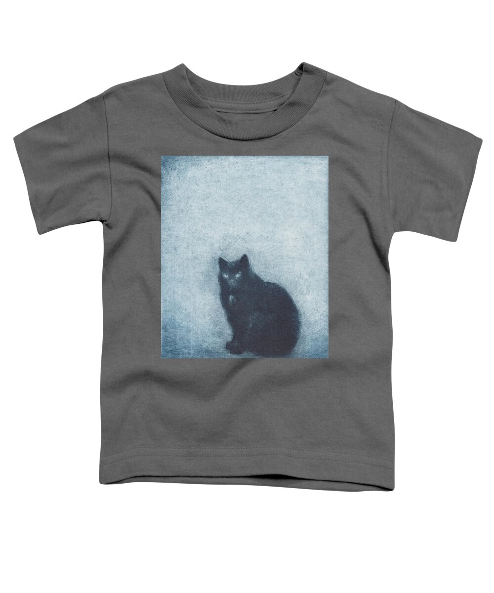 Cat Toddler T-Shirt featuring the drawing Madame Escudier - etching by David Ladmore
