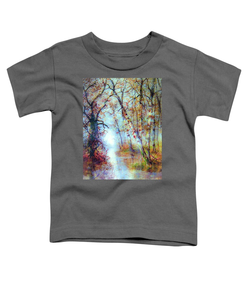 Landscape Toddler T-Shirt featuring the painting Magical Misty Morning by Jane Small
