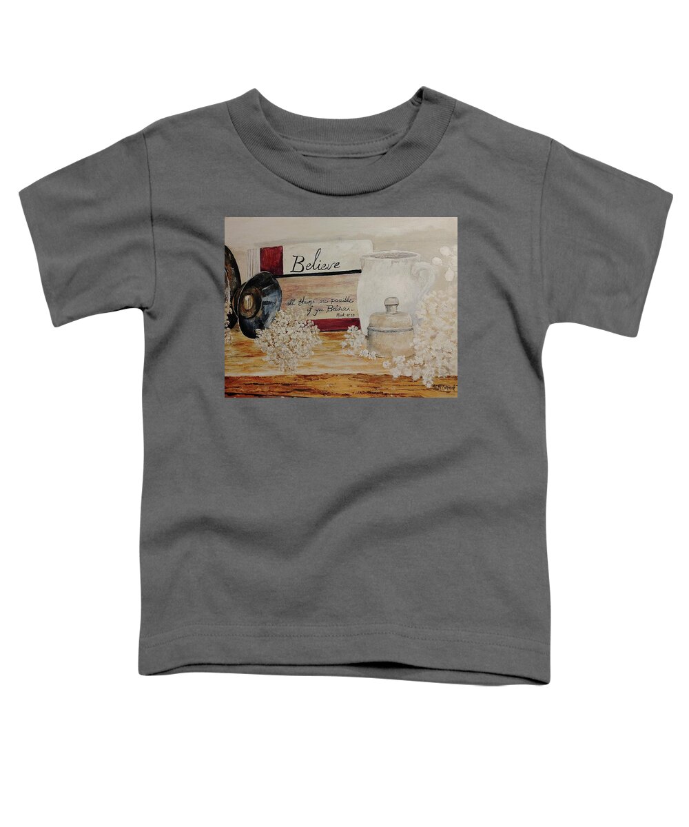 Country Living Toddler T-Shirt featuring the painting Treasures from Mother's Kitchen by ML McCormick