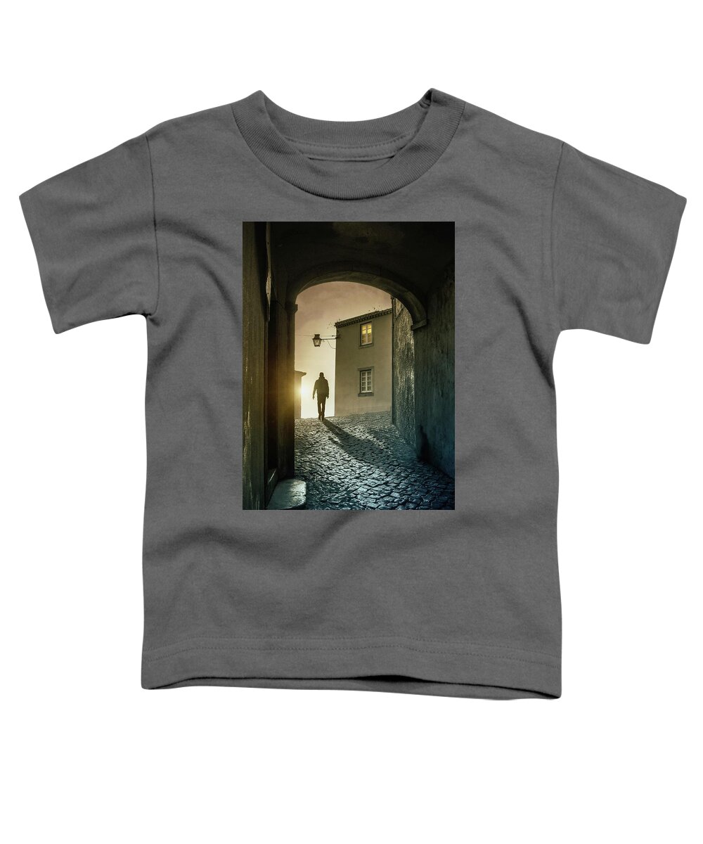 Arch Toddler T-Shirt featuring the photograph Man Under Arch by Carlos Caetano