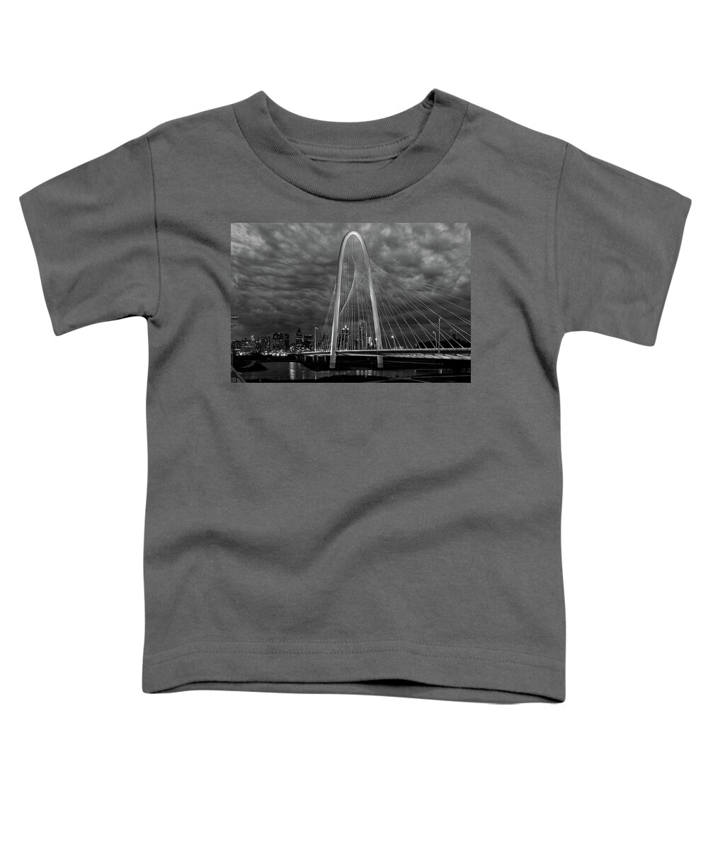 Black & White Toddler T-Shirt featuring the photograph Margaret Hunt Hill Bridge in Black and White by Steve Templeton