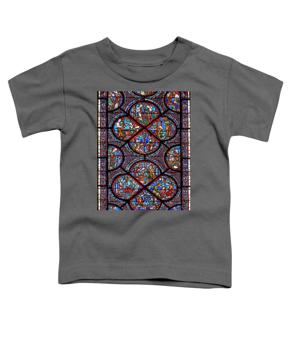Chatre Toddler T-Shirt featuring the glass art Medieval Windows Cathedral of Chartres dedicated to St Nicholas by Paul E Williams