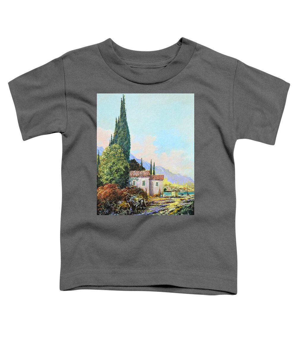 Original Painting Toddler T-Shirt featuring the painting Mediterraneo 2 by Sinisa Saratlic