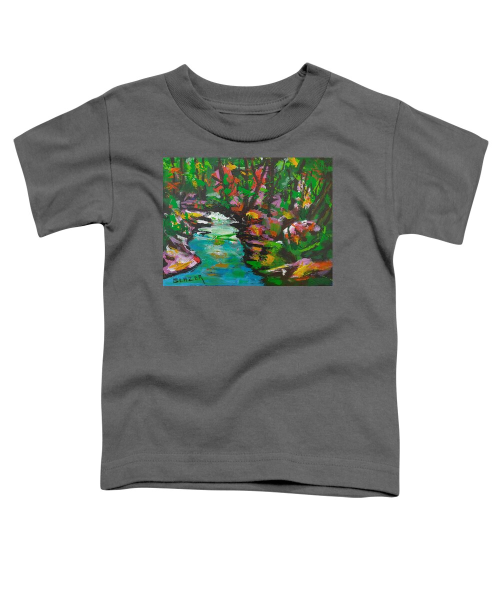 Little Yellowstone Toddler T-Shirt featuring the painting Memories of Little Yellowstone Park in ND by Stuart Glazer