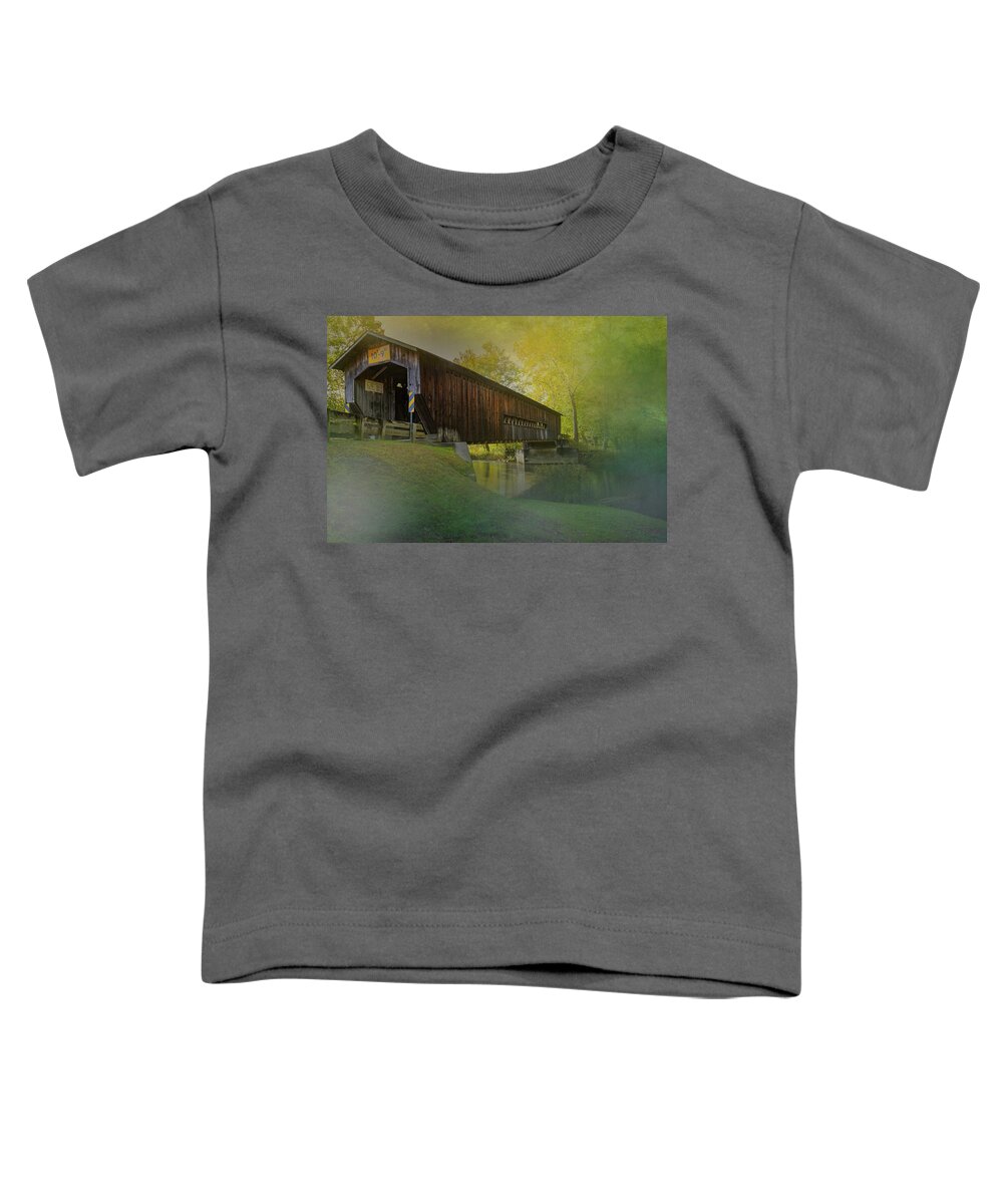 Covered Bridge Toddler T-Shirt featuring the photograph Mentor Road Covered Bridge by Paul Giglia