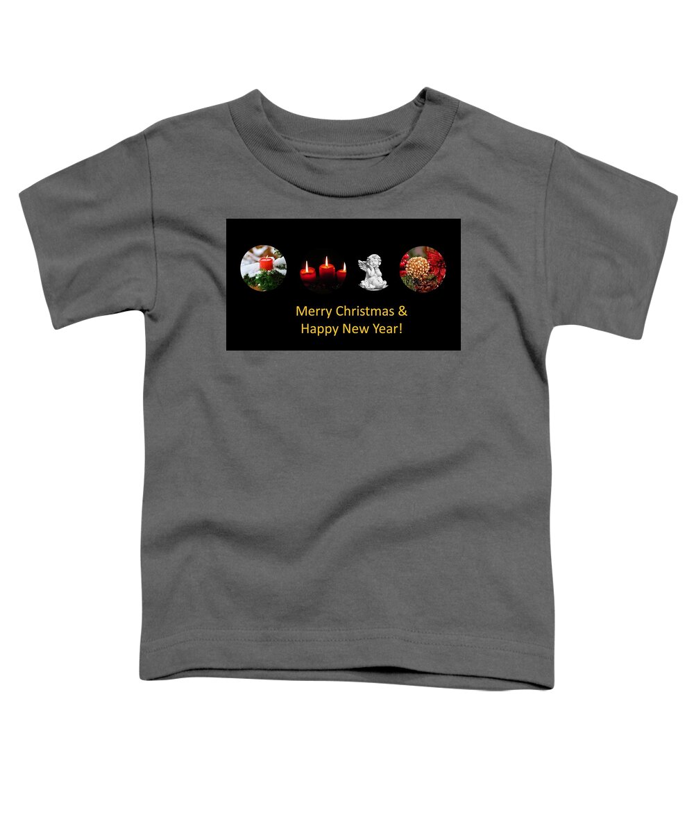 Christmas Toddler T-Shirt featuring the photograph Merry Christmas and Happy New Year by Nancy Ayanna Wyatt