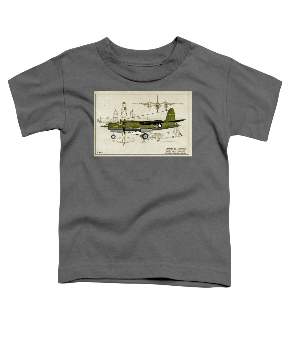 Martin B-26 Marauder Toddler T-Shirt featuring the digital art Midway Marauder - Profile Art by Tommy Anderson