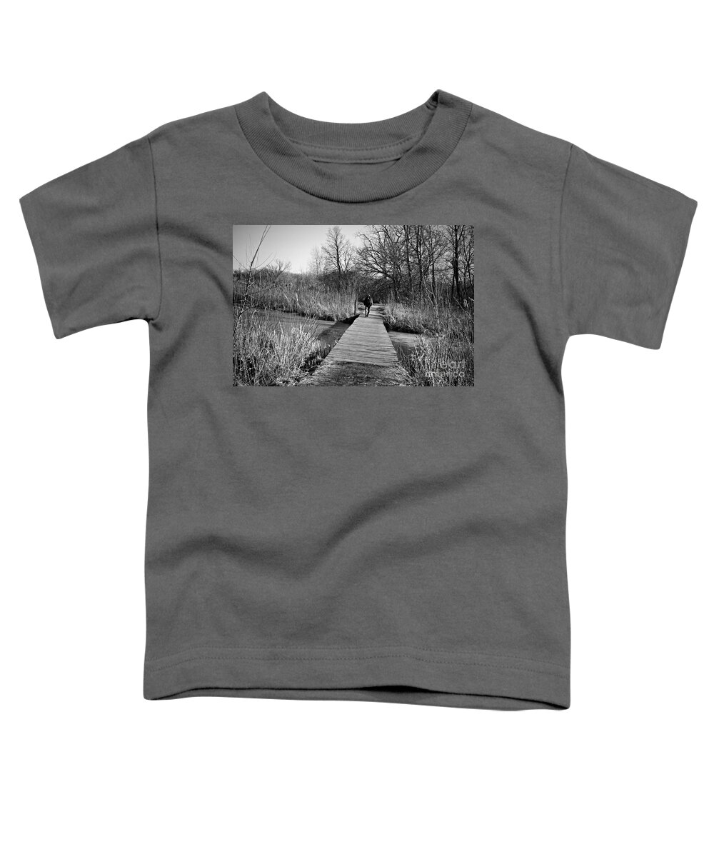 Wetlands Toddler T-Shirt featuring the photograph Mild Day Winter Wetlands - Black And White by Frank J Casella