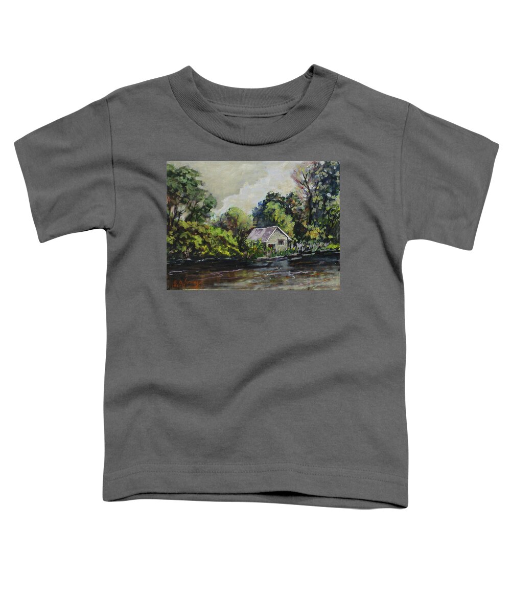  Toddler T-Shirt featuring the painting Milwaukee River 2 by Douglas Jerving