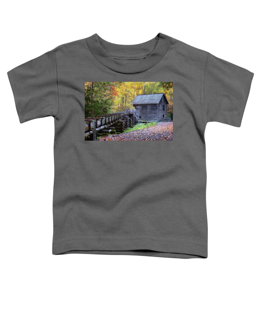 Mingus Mill Toddler T-Shirt featuring the photograph Mingus Mill in Autumn - Smoky Mountains by Susan Rissi Tregoning
