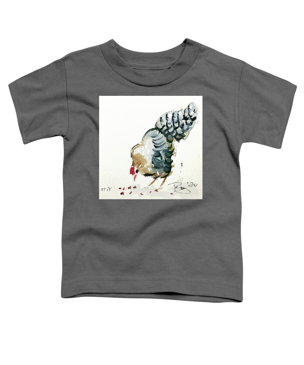 Whimsical Toddler T-Shirt featuring the painting Mini Rooster 8 by Roxy Rich