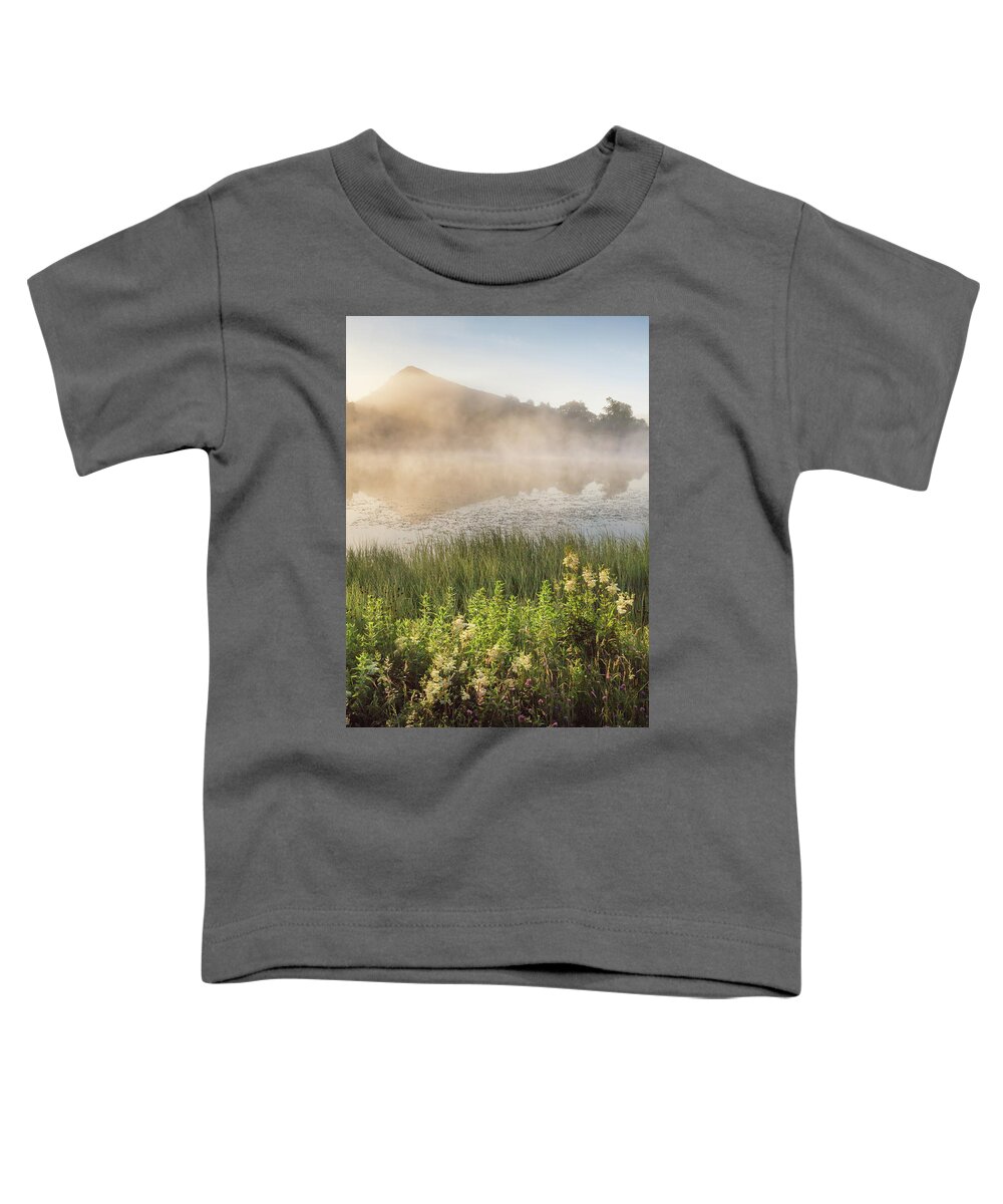 Mist Toddler T-Shirt featuring the photograph Mist rising - Cawfield Quarry, Hadrians Wall by Anita Nicholson