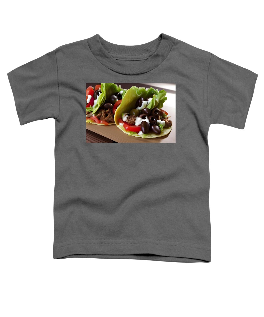 Digital Toddler T-Shirt featuring the digital art Mmmn, Tacos by Beverly Read