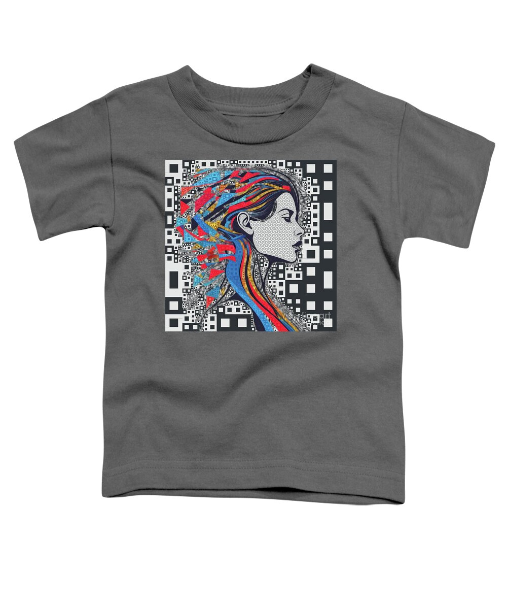Abstract Toddler T-Shirt featuring the digital art Modern Abstract Portrait - 02595 by Philip Preston