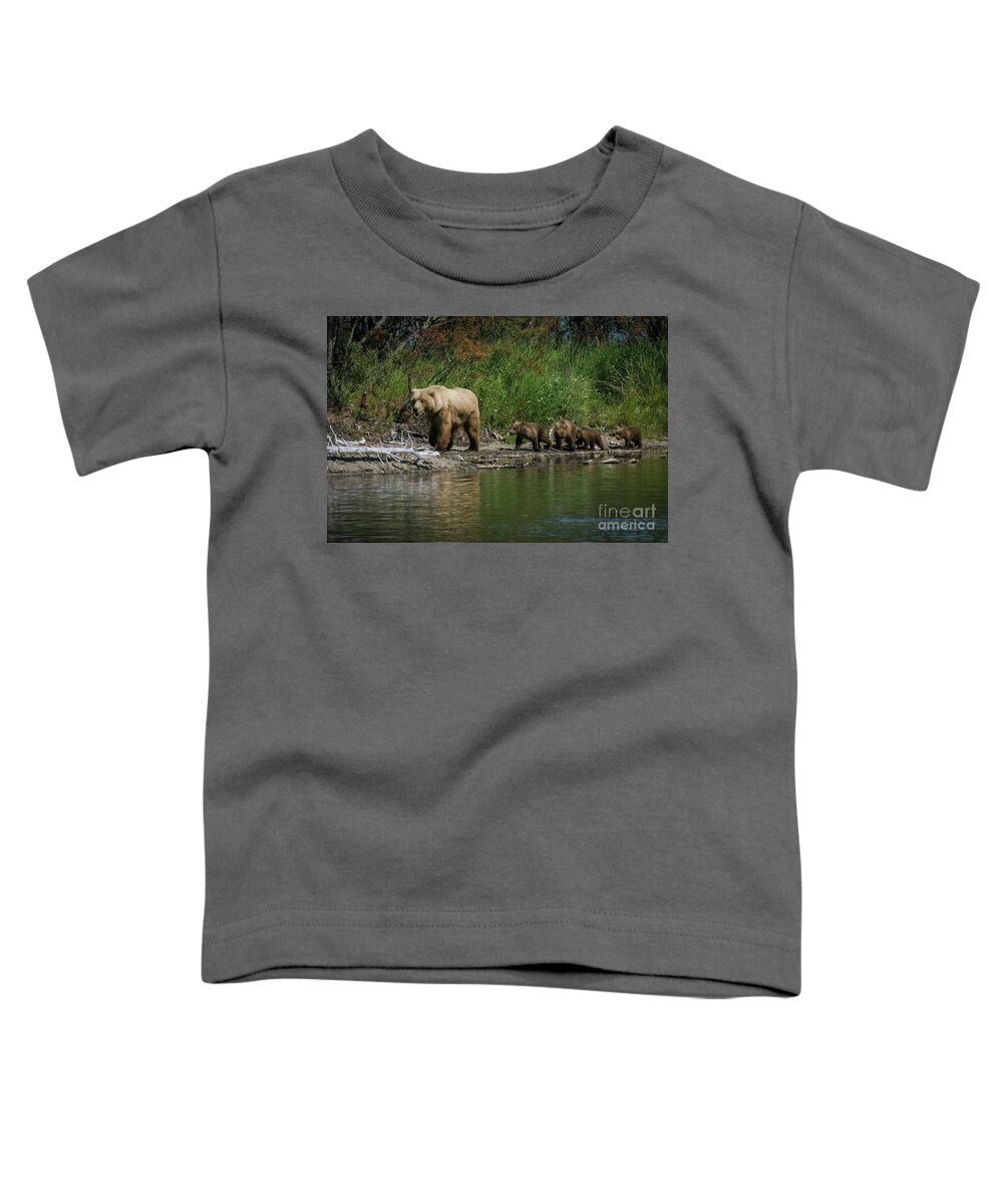 Wildlife Toddler T-Shirt featuring the photograph Momma on the March by Ed Stokes