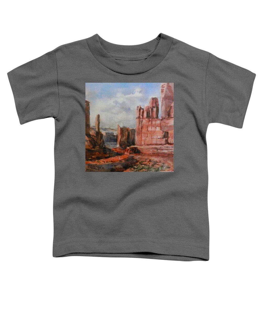 Western Landscape Toddler T-Shirt featuring the painting Monument Valley by Martha Tisdale