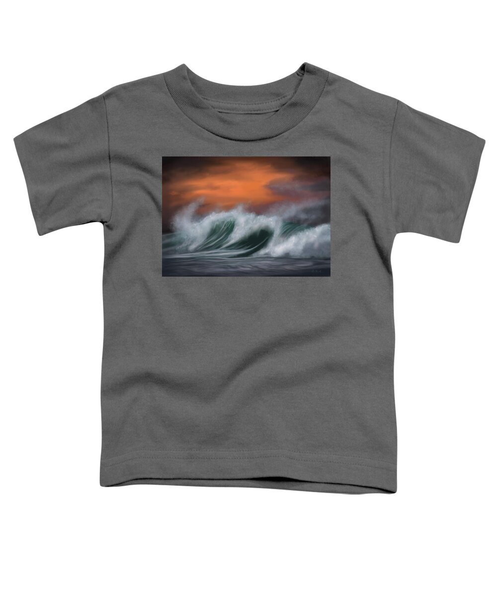 Waves Toddler T-Shirt featuring the digital art Moody Waves by Rachel Emmett