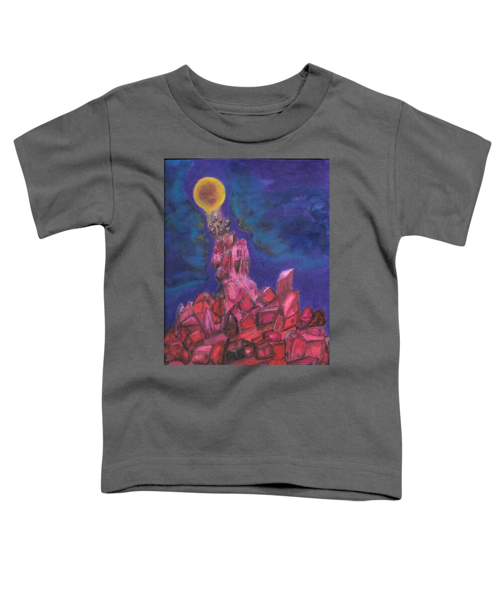 Moon Toddler T-Shirt featuring the painting Moon Crystals by Esoteric Gardens KN