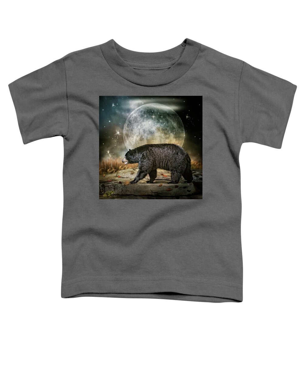 North American Black Bear Toddler T-Shirt featuring the digital art Moon walking by Maggy Pease