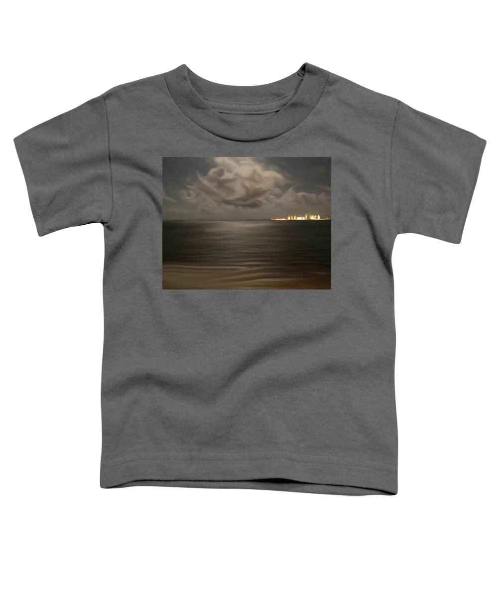 Moon Toddler T-Shirt featuring the digital art Moonlight Oceanic Reflections by Linda Ritlinger