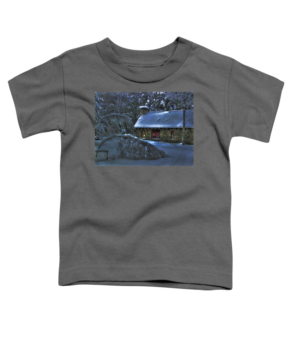 Moon Toddler T-Shirt featuring the photograph Moonlight on the Stonehouse by Wayne King
