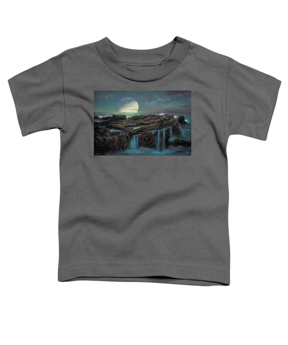 Landscape Toddler T-Shirt featuring the painting Moonrise 4 Billion BCE by Don Dixon