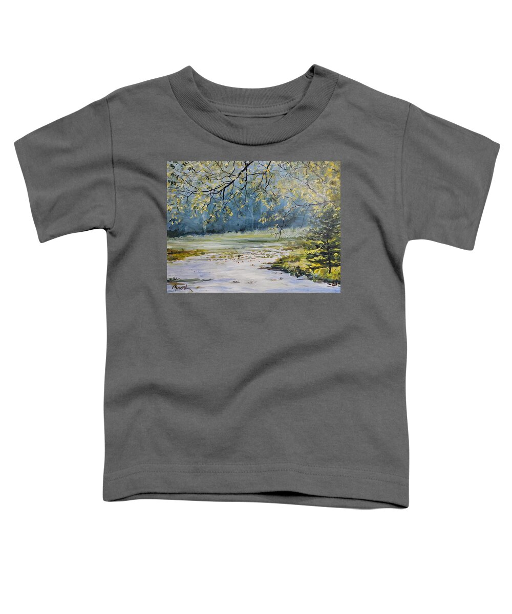 Landscape Toddler T-Shirt featuring the painting Morning Blue by William Brody