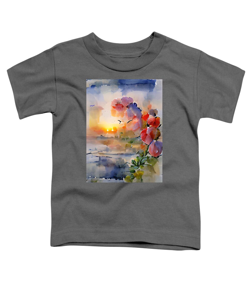 Sunrise Toddler T-Shirt featuring the digital art Morning Floral by David Lane