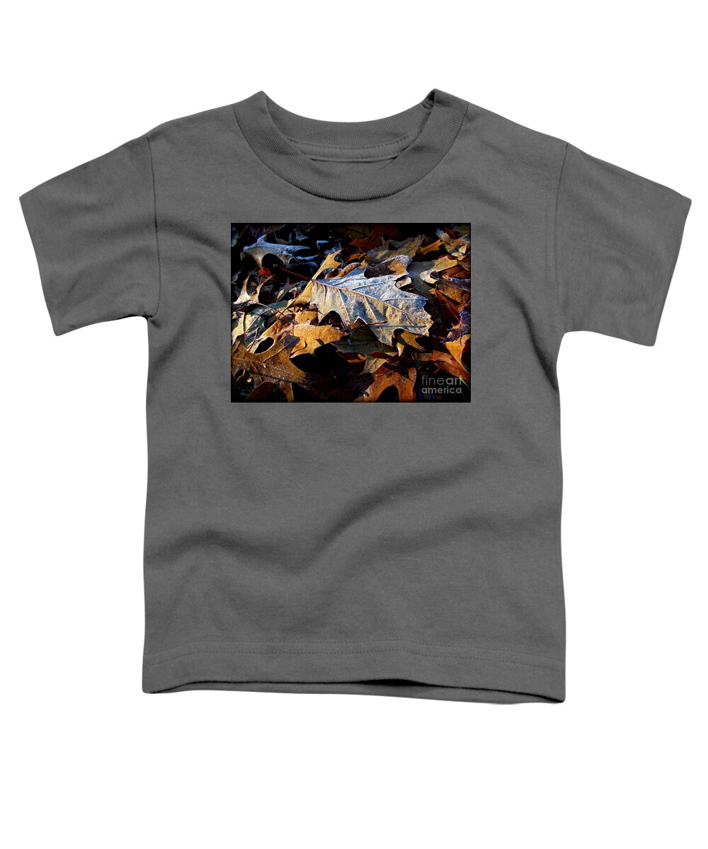 Nature Toddler T-Shirt featuring the photograph Morning Frost Autumn Leaves by Frank J Casella