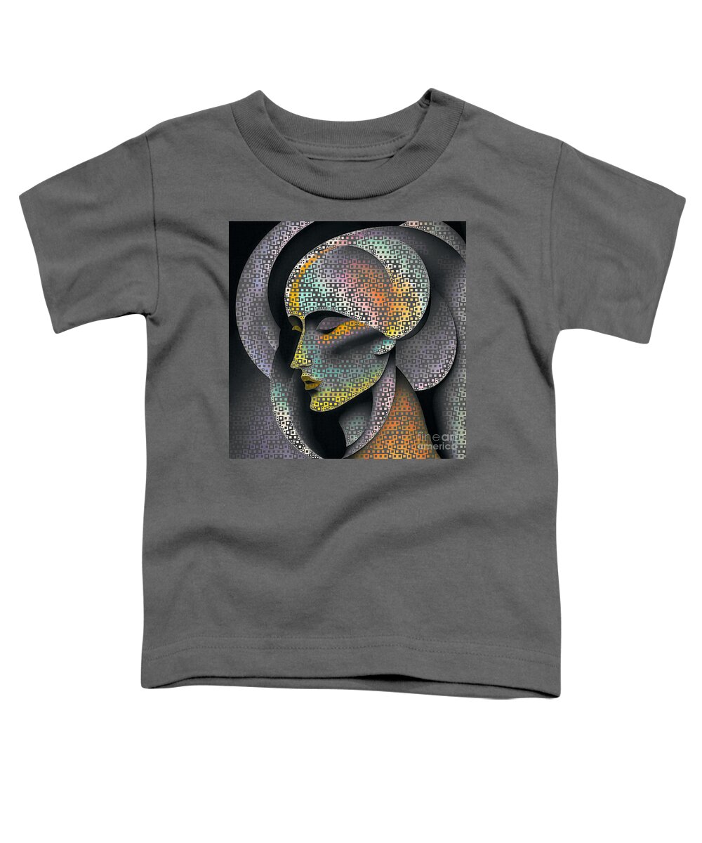Abstract Toddler T-Shirt featuring the digital art Mosaic Style Abstract Portrait - 01414a by Philip Preston