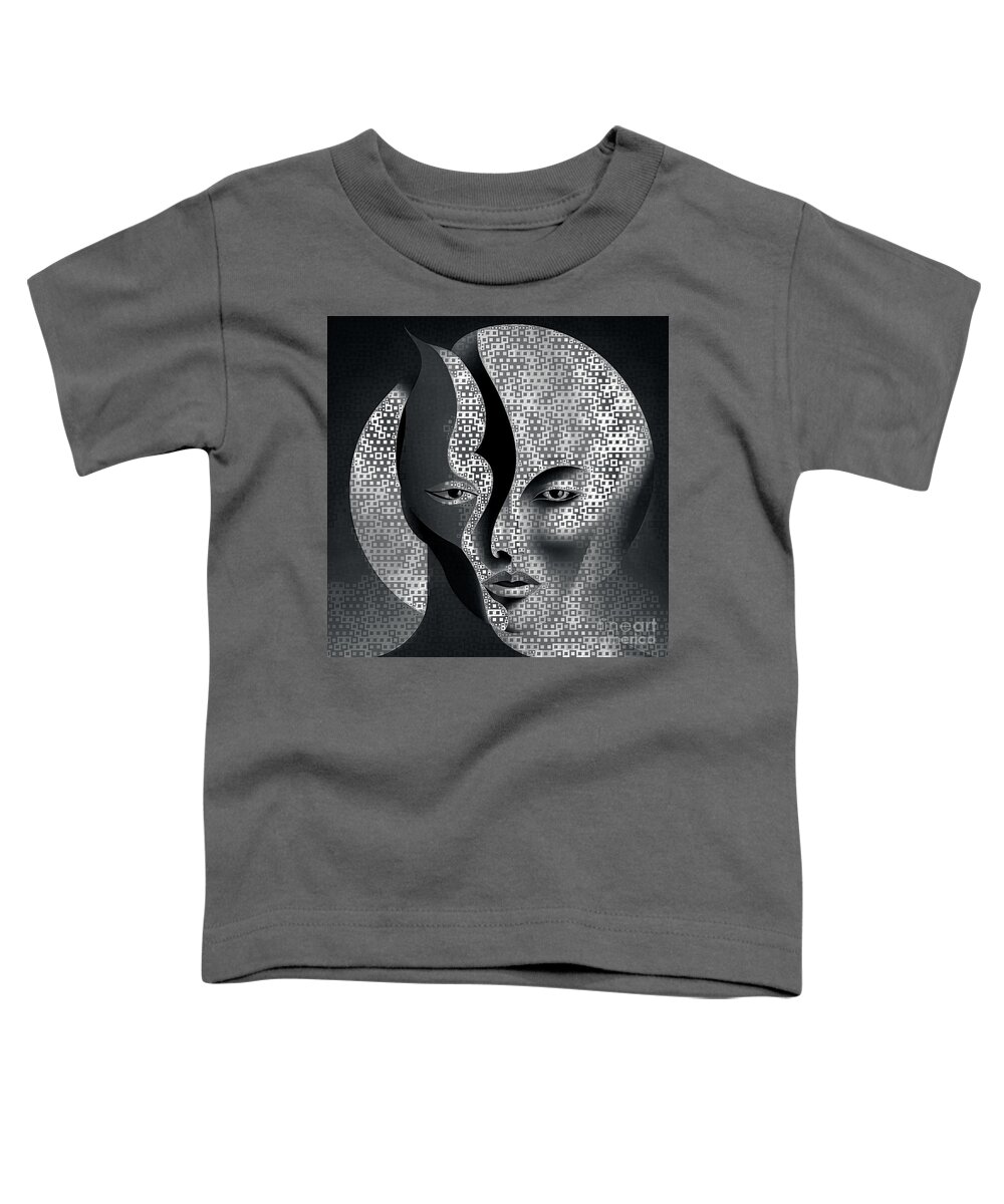 Abstract Toddler T-Shirt featuring the digital art Mosaic Style Abstract Portrait - 01462 by Philip Preston
