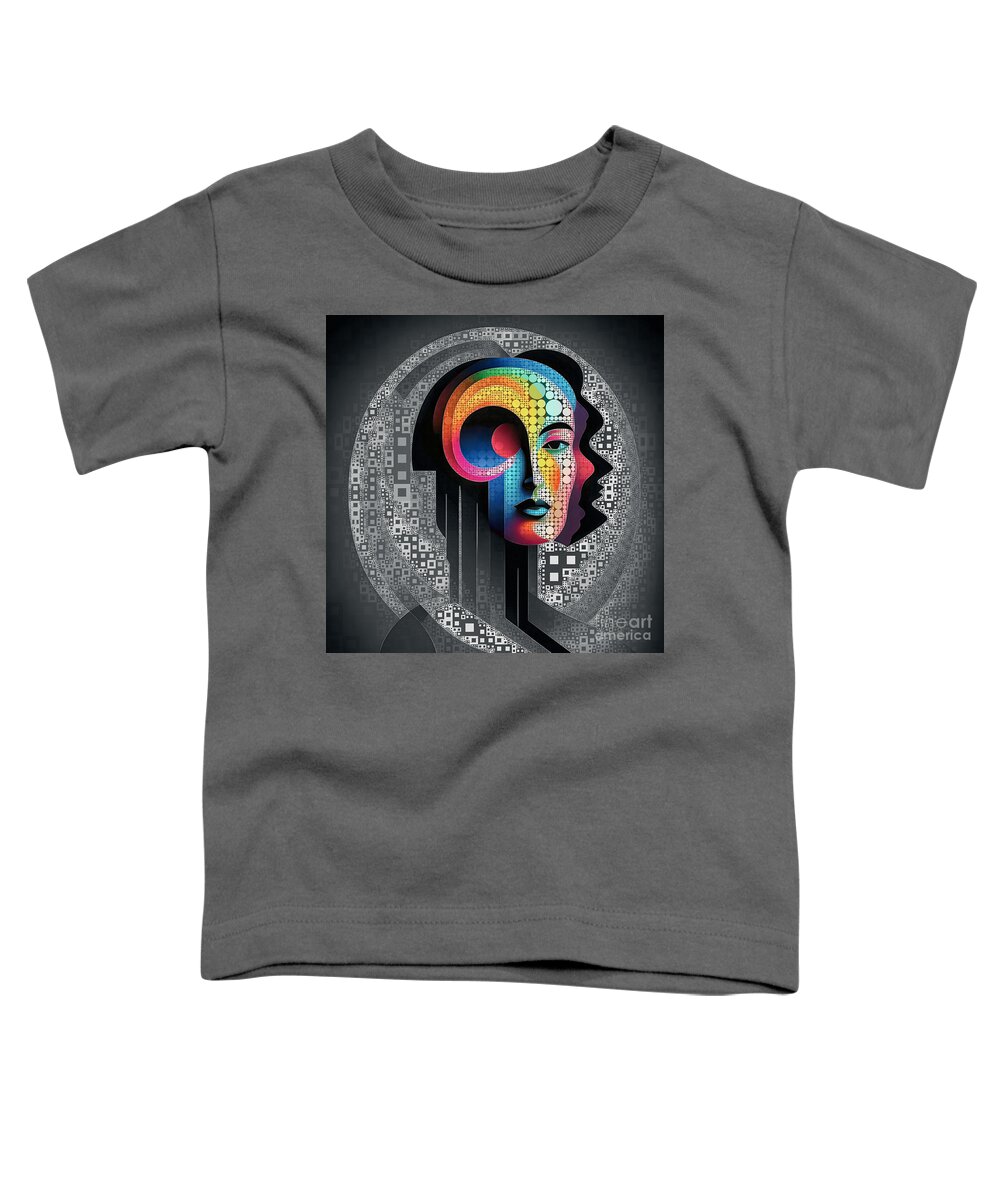 Abstract Toddler T-Shirt featuring the digital art Mosaic Style Abstract Portrait - 01463 by Philip Preston