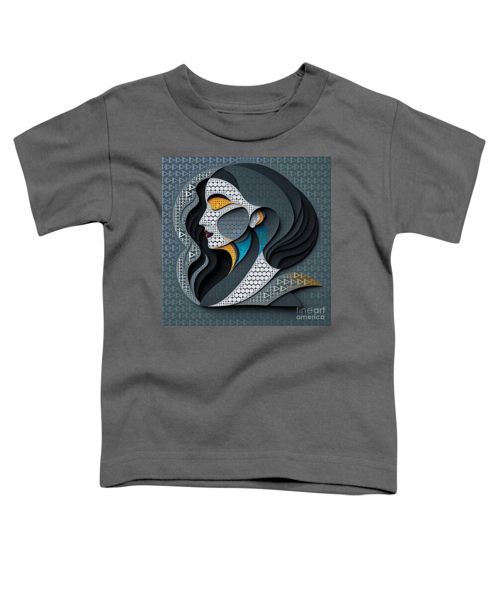 Abstract Toddler T-Shirt featuring the digital art Mosaic Style Abstract Portrait - 01711 by Philip Preston