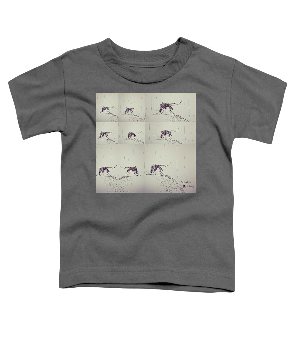 Mosquito​es Toddler T-Shirt featuring the drawing Mosquitoes by Sukalya Chearanantana