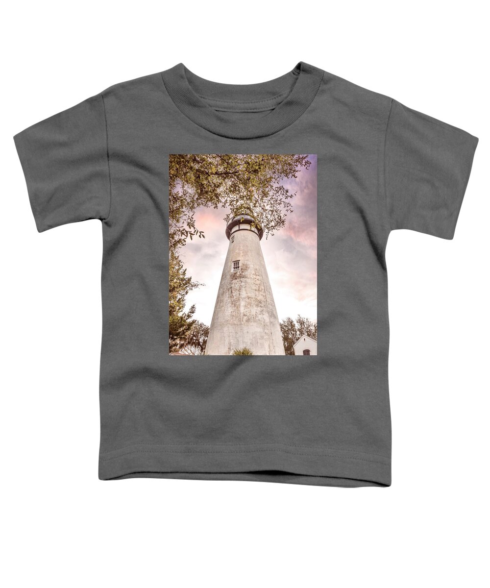 Lighthouse Toddler T-Shirt featuring the photograph Mossy Trees around the Amelia Island Lighthouse Beachhouse Hues by Debra and Dave Vanderlaan