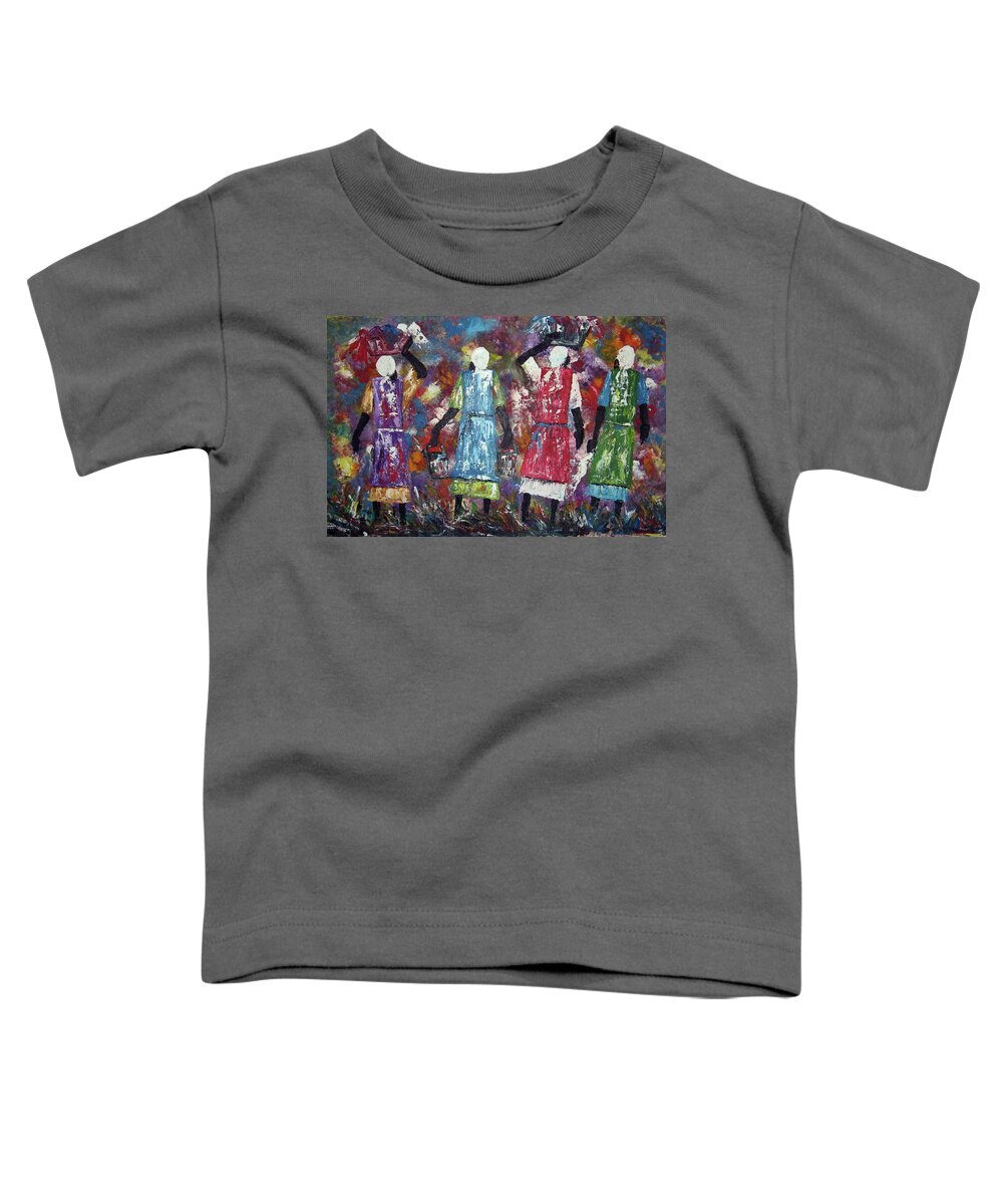  Toddler T-Shirt featuring the painting Mothers Come Home by Peter Sibeko