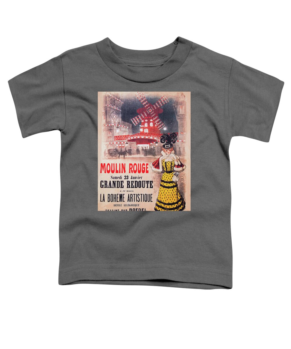 Moulin Toddler T-Shirt featuring the digital art Moulin Rouge Poster by Roy Pedersen