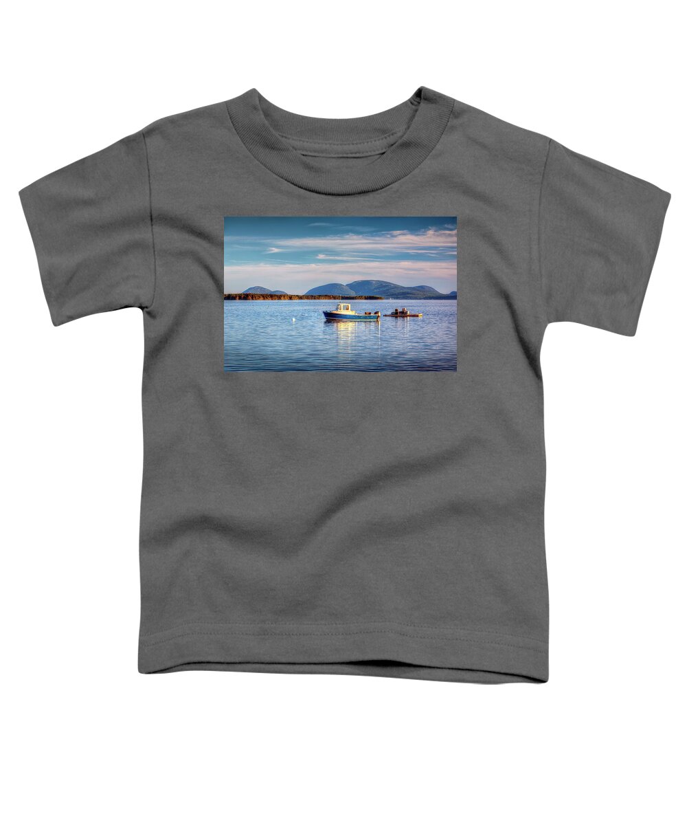 Lobster Boat Toddler T-Shirt featuring the photograph Mount Desert Island a5932 by Greg Hartford