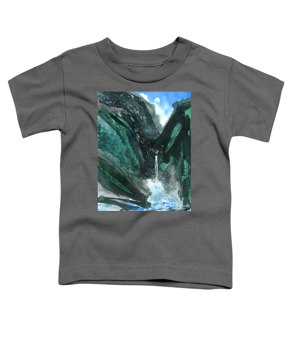 Rhodes Rumsey Toddler T-Shirt featuring the painting Mountain Falls by Rhodes Rumsey