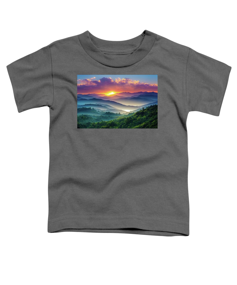 Landscape Toddler T-Shirt featuring the digital art Mountain Landscape at Sunrise 01 by Matthias Hauser