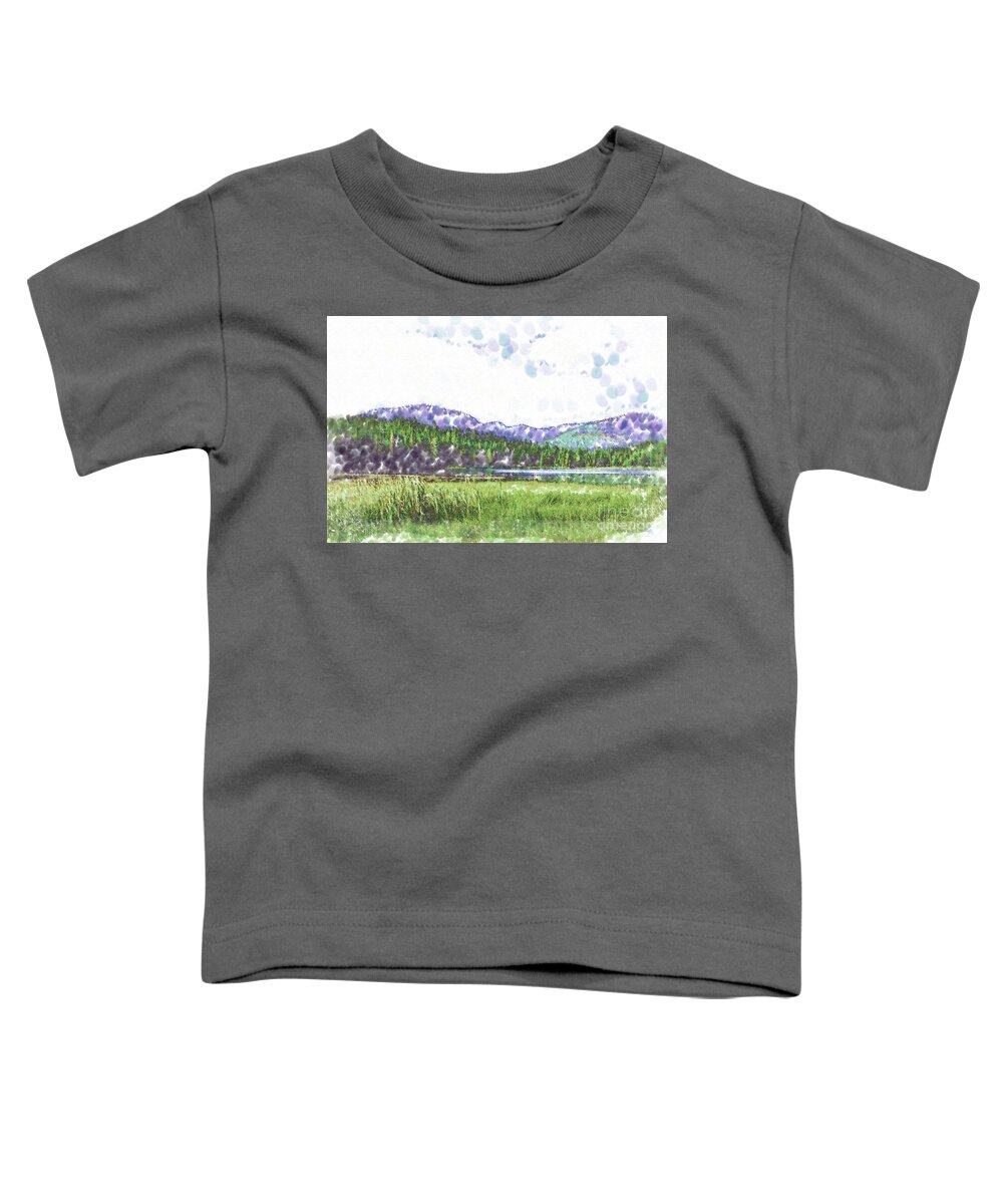 Meadow Toddler T-Shirt featuring the digital art Mountain Meadow Tranquility by Kirt Tisdale