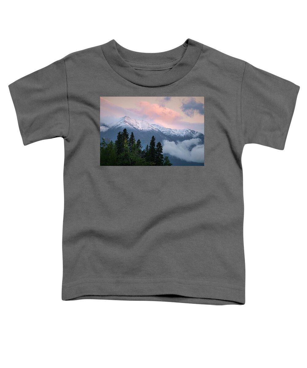 Sunrise Toddler T-Shirt featuring the photograph Mountain Morning Telkwa British Columbia Canada by Mary Lee Dereske