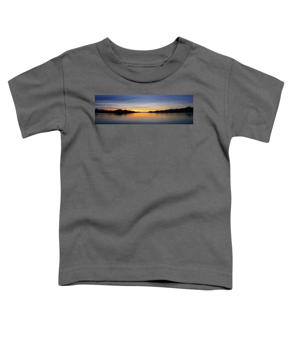 Alaska Toddler T-Shirt featuring the photograph Mountains and sea - sunset alpineglow by Steve Estvanik